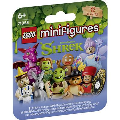LEGO Minifigures Shrek slepa vrečka, starost 6+, ki prikazuje več Shrek minifigur in besedilo '12 za zbiranje'.