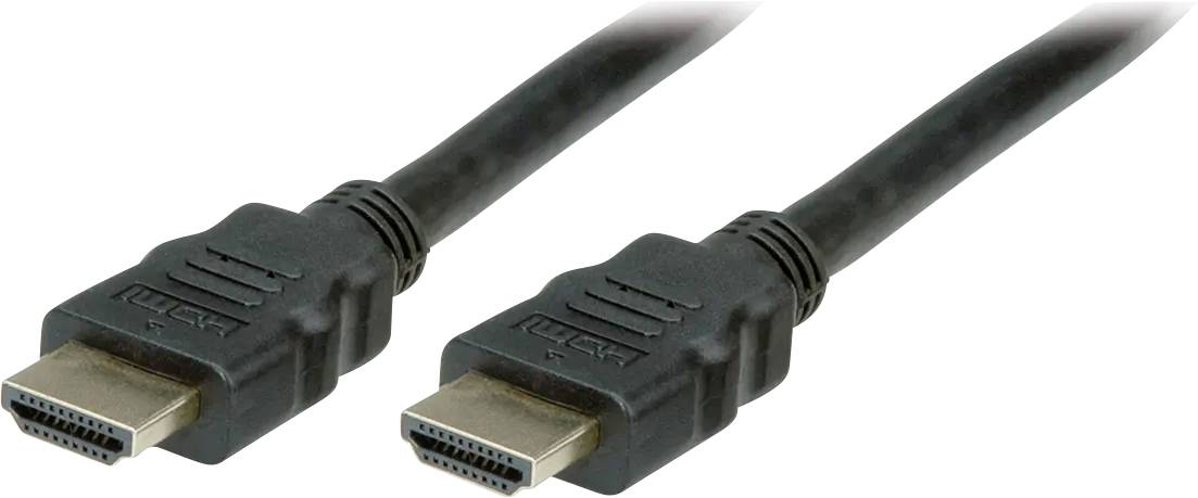 Dva črna HDMI kabla z moškima priključkoma, prikazana drug ob drugem na belem ozadju.