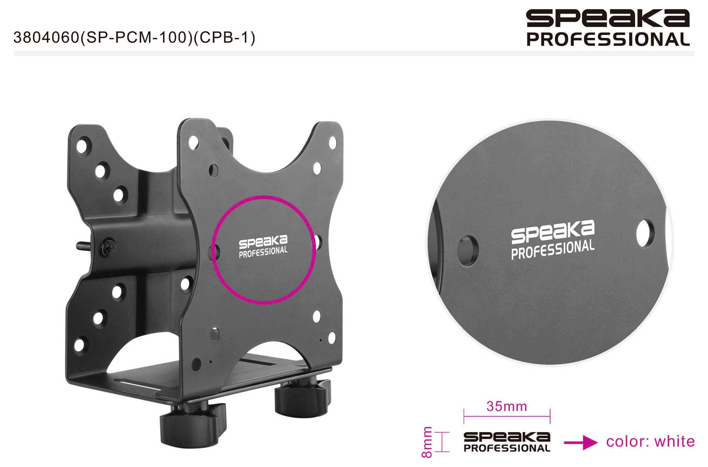 Black Speaka Profesionalni stenski montažni nosilec s krožno pokrovko; slika proizvoda z oznako modela 3804060(SP-PCM-100)(CPB-1), 35mm in 8mm, barva bela.
