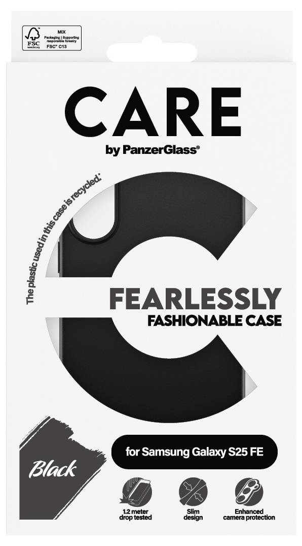 PanzerGlass CARE hrbtni pokrov za mobilni telefon Samsung Galaxy S25 FE 5G črna induktivno polnjenje CR34850-1