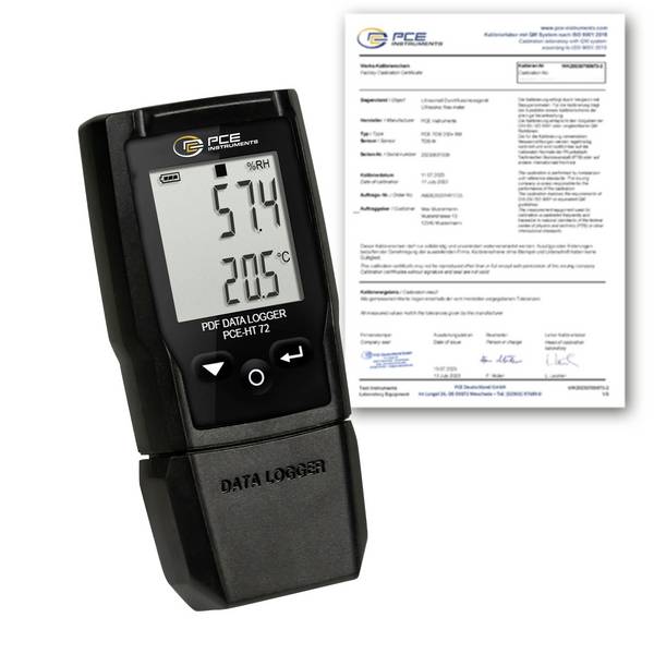 PCE Instruments PCE-HT 72-ICA merilnik vlažnosti (higrometer) Kalibrirano (ISO) 0 % rF 100 % rF funkcija zapISOvanja podatkov