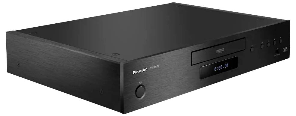 Črni Panasonicov AV komponenti s pladnjem za disk in digitalnim zaslonom na sprednji plošči.