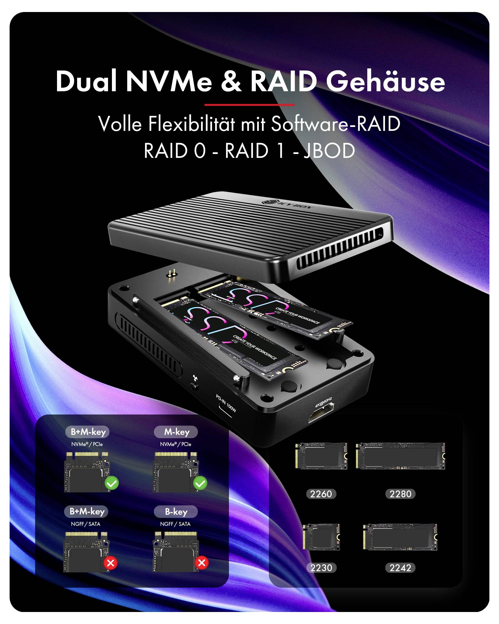 ICY BOX IB-RD2818DK-40G M.2 SSD ohišje USB-C®, Thunderbolt 3 M.2 NVMe PCIe 4.0 x4 61203-1