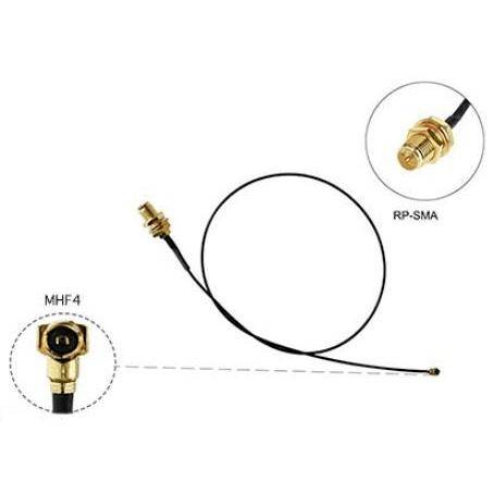 MHF4 na RP-SMA adapterski kabel antene s povečanimi prikazi vsakega tipa priključka.