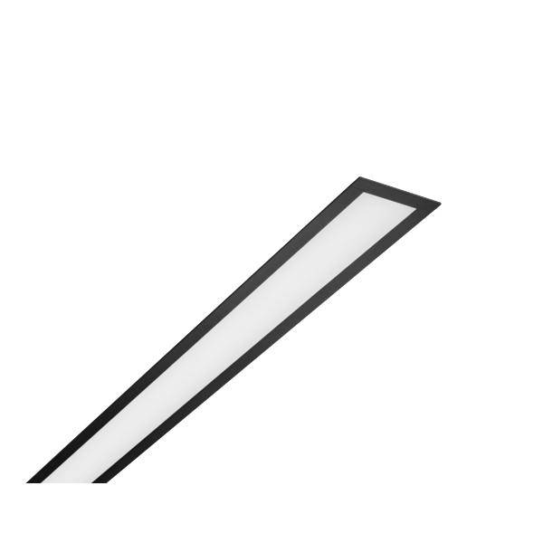 Dolga diagonalna sivo-črna pravokotna vrstica na beli podlagi, ki spominja na nagnjen trak ali žarek.