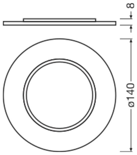 Tehnični risbi krožnega obroča ali podložke, prikazani v sprednem in stranskem pogledu z dimenzijami 140 mm premera in 8 mm debeline.