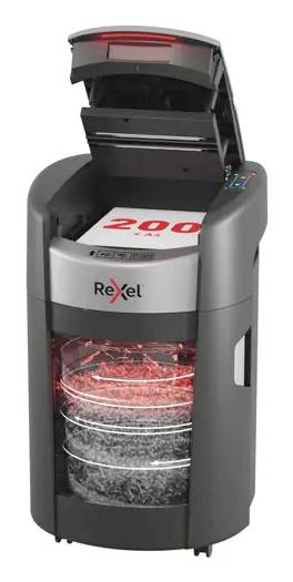 Rexel 2025200XEU uničevalnik dokumentov 200 List rezanje na koščke 4 x 10 mm P-4 21 l Tudi reže kreditne kartice, pritrdilne sponke, pisarniške sponke