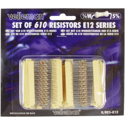 Whadda K/RES-E12 K/RES-E12 komplet ogljenoplastnih uporov aksialno ožičen 0.25 W 5 % 1 set-0