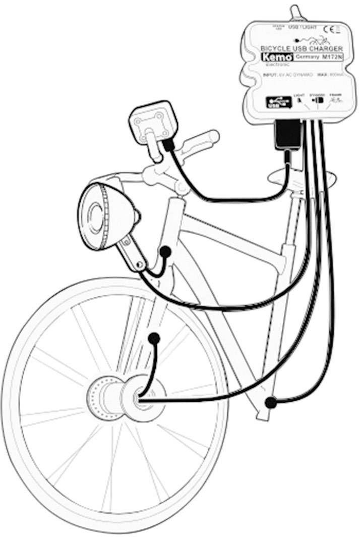 Regulator polnjenja za kolo Kemo M-172N - USB črne barve-1