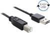 Delock USB kabel USB 2.0 USB-A vtič, USB-B vtič 1.00 m črna primeren za obojestranski priključek , pozlačeni konektorji 83358
