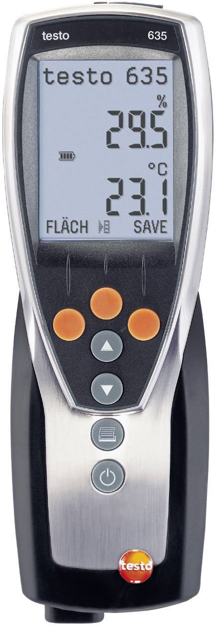 Digitalna merilna naprava z LCD zaslonom prikazuje 29,5% vlažnosti in 23,1°C temperature. Štiri tipke so nameščene pod zaslonom.