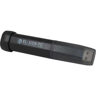 Temperaturni beležilnik EL-USB-TC z USB vtičem, valjaste oblike, črne barve, za zajemanje podatkov termoelementov.