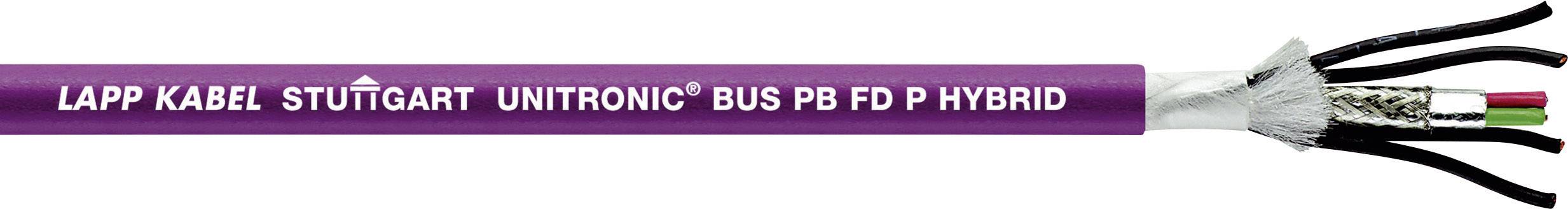 Vijolični kabel z napisom 'LAPP KABEL STUTTGART UNITRONIC BUS PB FD P HYBRID', na desni strani odprti konci z žicami.