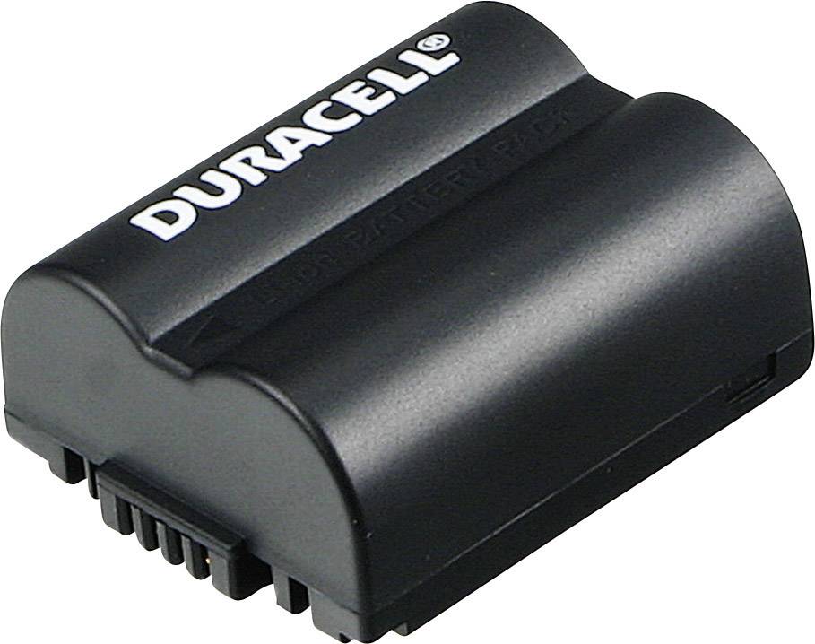 Črn Duracell baterijski paket, oblikovan za fotoaparate ali elektronske naprave, z blagovno znamko vidno na vrhu, izoliran na belem ozadju.