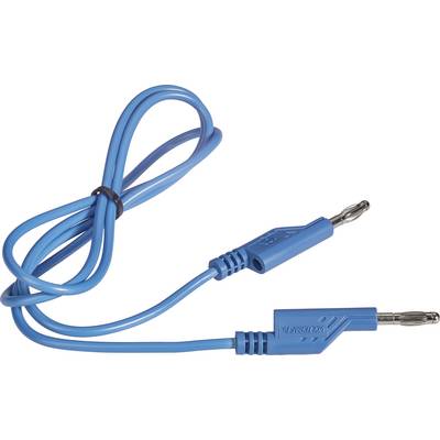 Moder kabel z dvema vtičema na konceh, pogosto uporabljen za električne povezave.