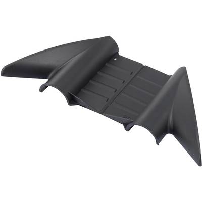Črn zadnji avto difuzor z aerodinamično zasnovo, izdelan iz plastike, ki služi izboljšanju stabilnosti vozila.