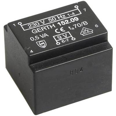 "Električni transformator z napisom: 230 V, 50 Hz, 152,09, 0,5 VA, oznaka CE."<br><br>Note: I've made a slight adjustment with the decimal point (from period to comma) to match Slovenian numerical notation, which is consistent with European standards.
