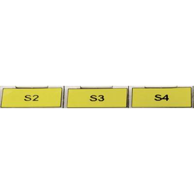 Tri rumene table z napisi 'S2', 'S3' in 'S4', postavljene ena poleg druge.