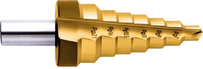 HSS Stopničasti sveder PG7 - PG21, 12.5 - 30.5 TiN Exact 15302 skupna dolžina 85 mm 1 kos-0