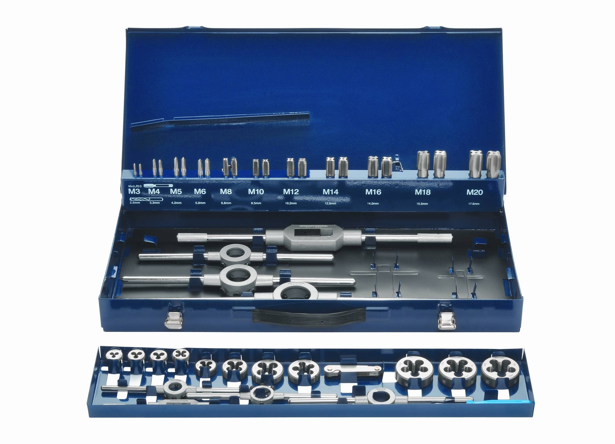 Set navojnih svedrov in čeljusti, 41-delni komplet HSS Eventus 10744 metrična izvedba fein Mf3, Mf4, Mf5, Mf6, Mf8, Mf10-0