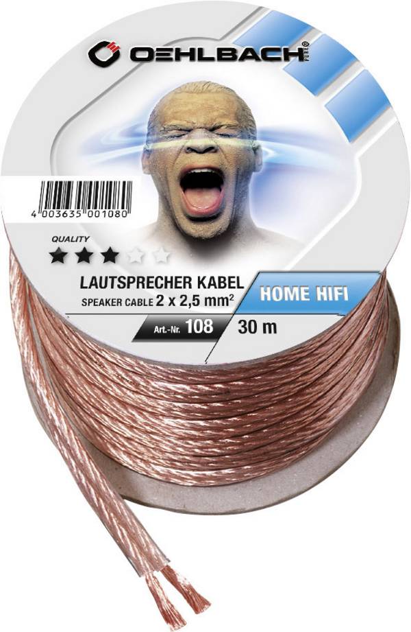 Kabel za zvočnik 2 x 2.5 mm transparentni Oehlbach 108 30 m