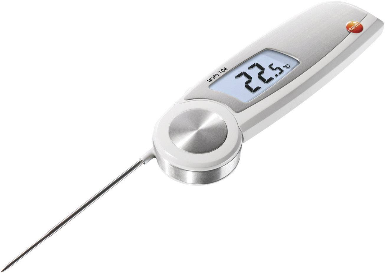 Digitalni termometer prikazuje '22,5 °C', srebrno ohišje, dolg kovinski senzor. Idealen za natančno merjenje temperature.