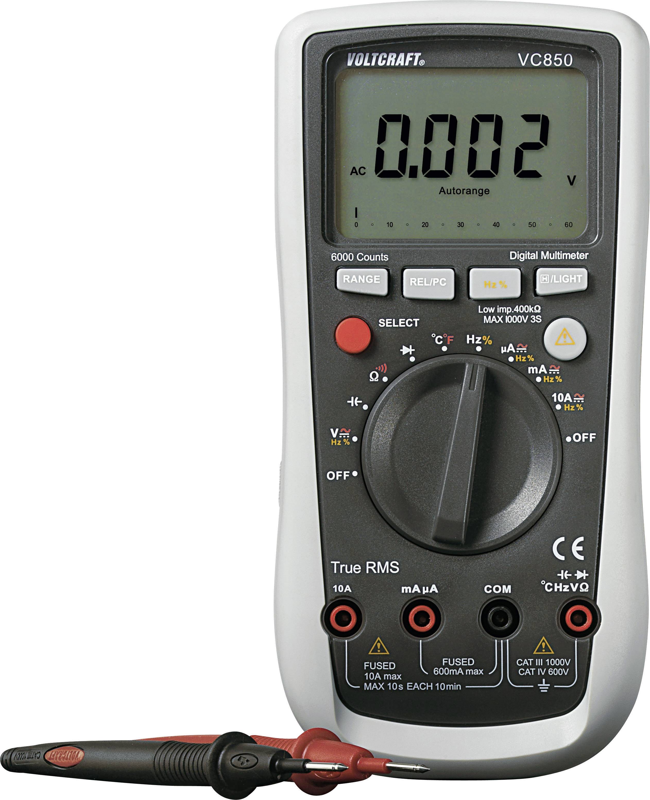 VOLTCRAFT VC850 ročni multimeter digitalni CAT III 1000 V, CAT IV 600 V Prikaz (štetje): 6000-8