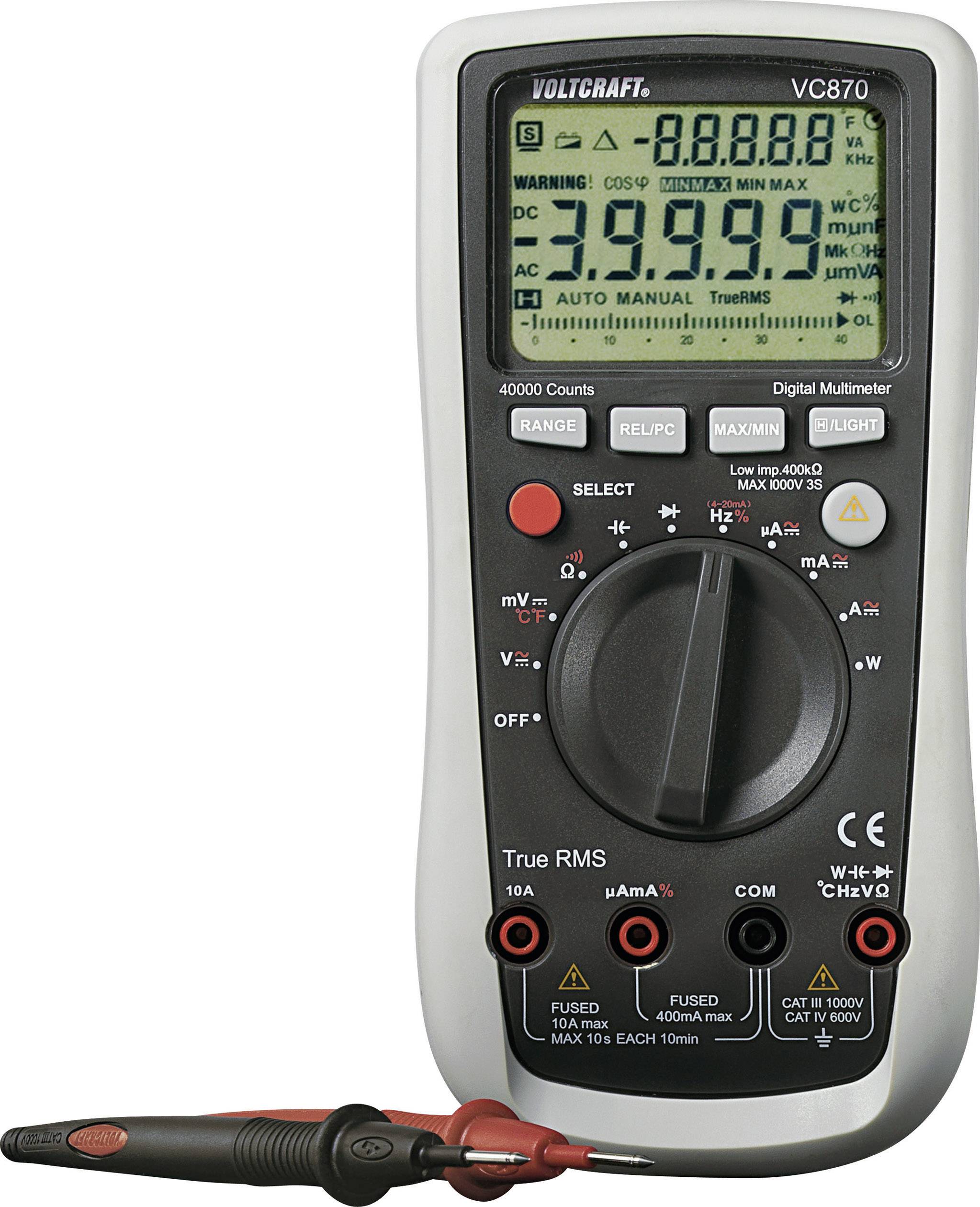 VOLTCRAFT VC870 ročni multimeter digitalni CAT III 1000 V, CAT IV 600 V Prikaz (štetje): 40000-1