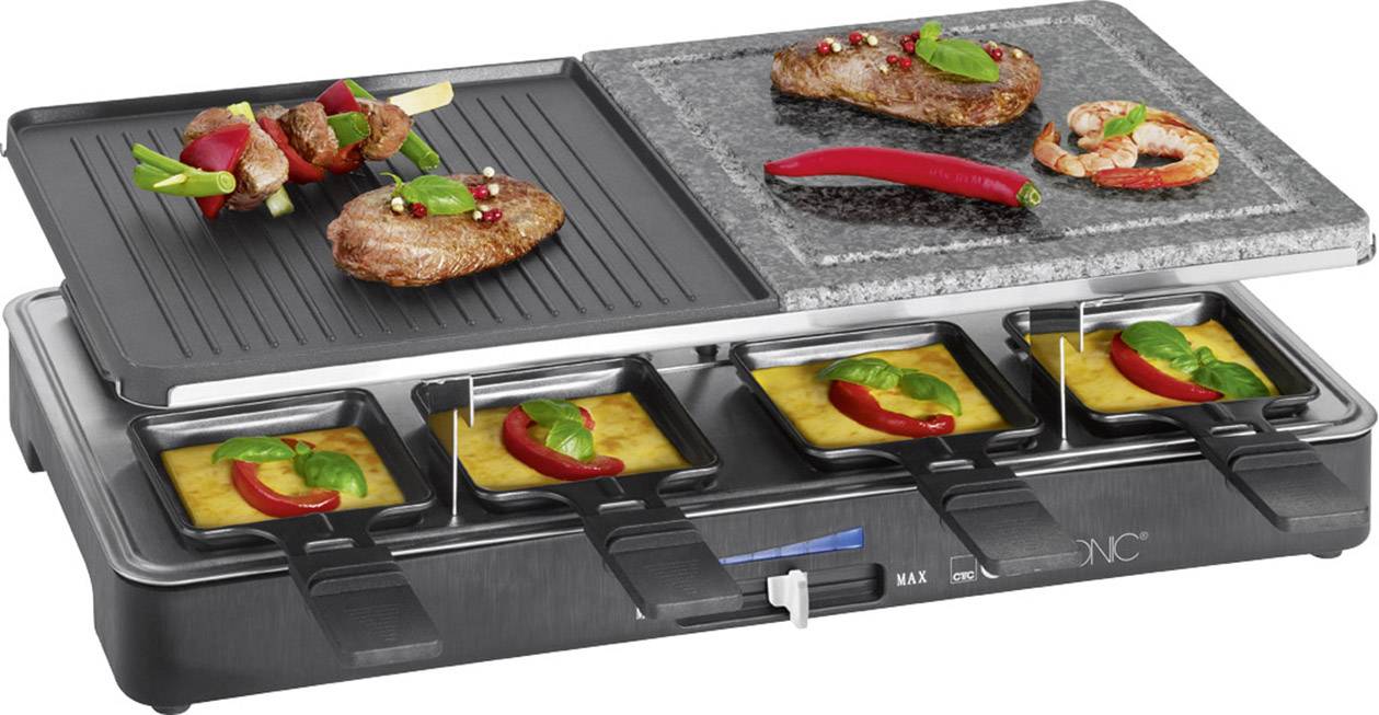Žar za raclette Clatronic RG 3518, 8 ponvic, črne barve-0