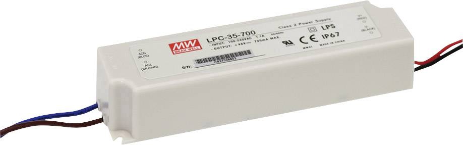 LED gonilnik, konstantni tok Mean Well LPC-35-700 33.6 W (maks.) 700 mA 9 - 48 V/DC zaščita pred preobremenitvijo, brez -0