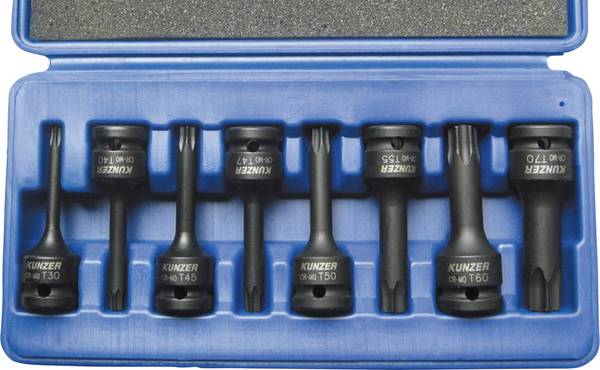TORX vtični ključi z Bit kompletom-komplet 8delni 1/2" (12.5 mm) Kunzer 7SST08
