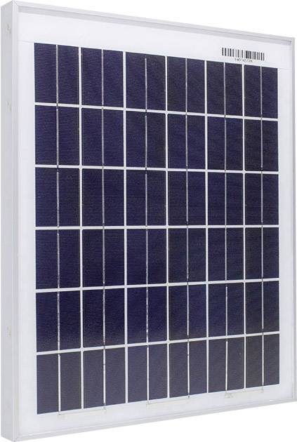 Solarni panel s pravokotnimi sončnimi celicami v belem okvirju, primeren za pretvarjanje sončne svetlobe v električno energijo.