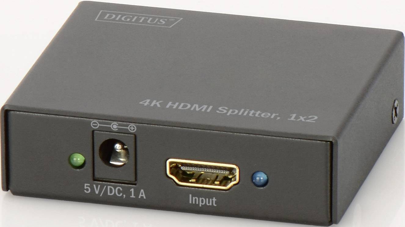 2 Port HDMI-razdelilnik Digitus DS-46304 3D-predvajanje, kovinsko ohišje 4096 x 2160 Pixel črna-0