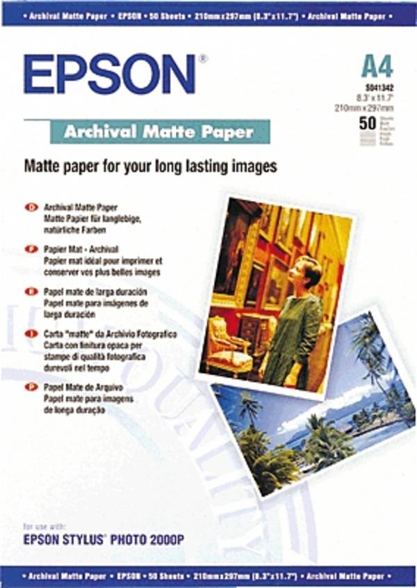 Fotografski papir Epson Archival Matte Paper C13S041342 DIN A4 192 g/m 50 strani, mat