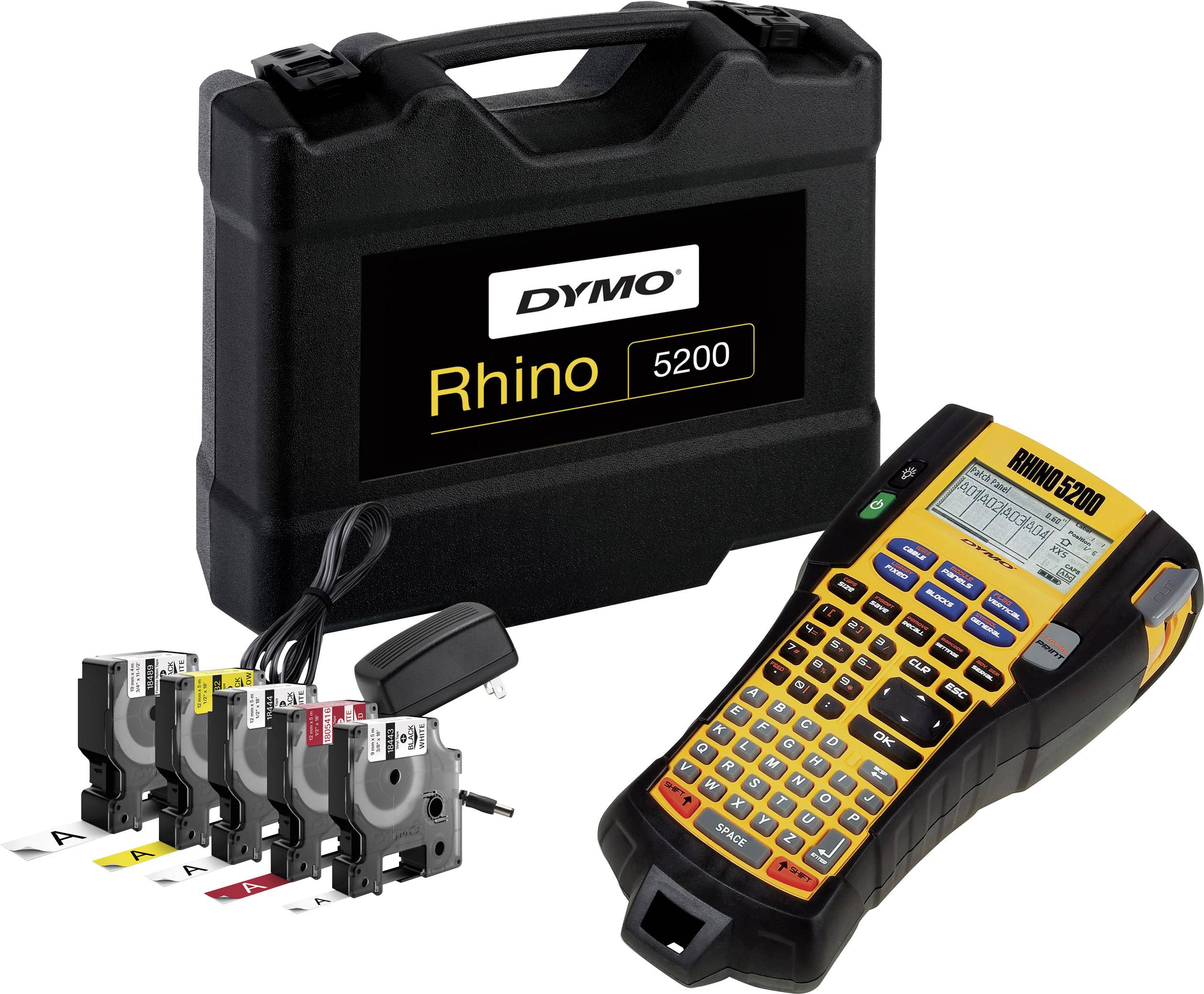 Označevalna naprava DYMO Rhino 5200 Bundle primerna za trak: IND 6 mm, 9 mm, 12 mm, 19 mm