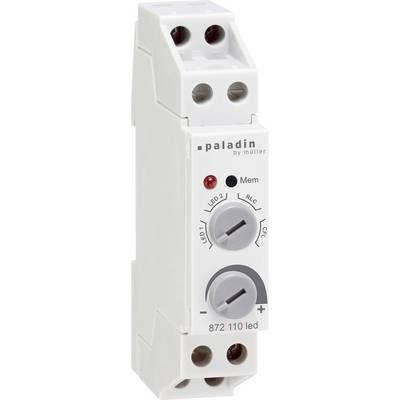 Elektronsko relejevsko stikalo podjetja Müller, model 'paladin', z LED-indikatorjem in dvema nastavljivima regulatorjema za nastavljanje različnih parametrov.