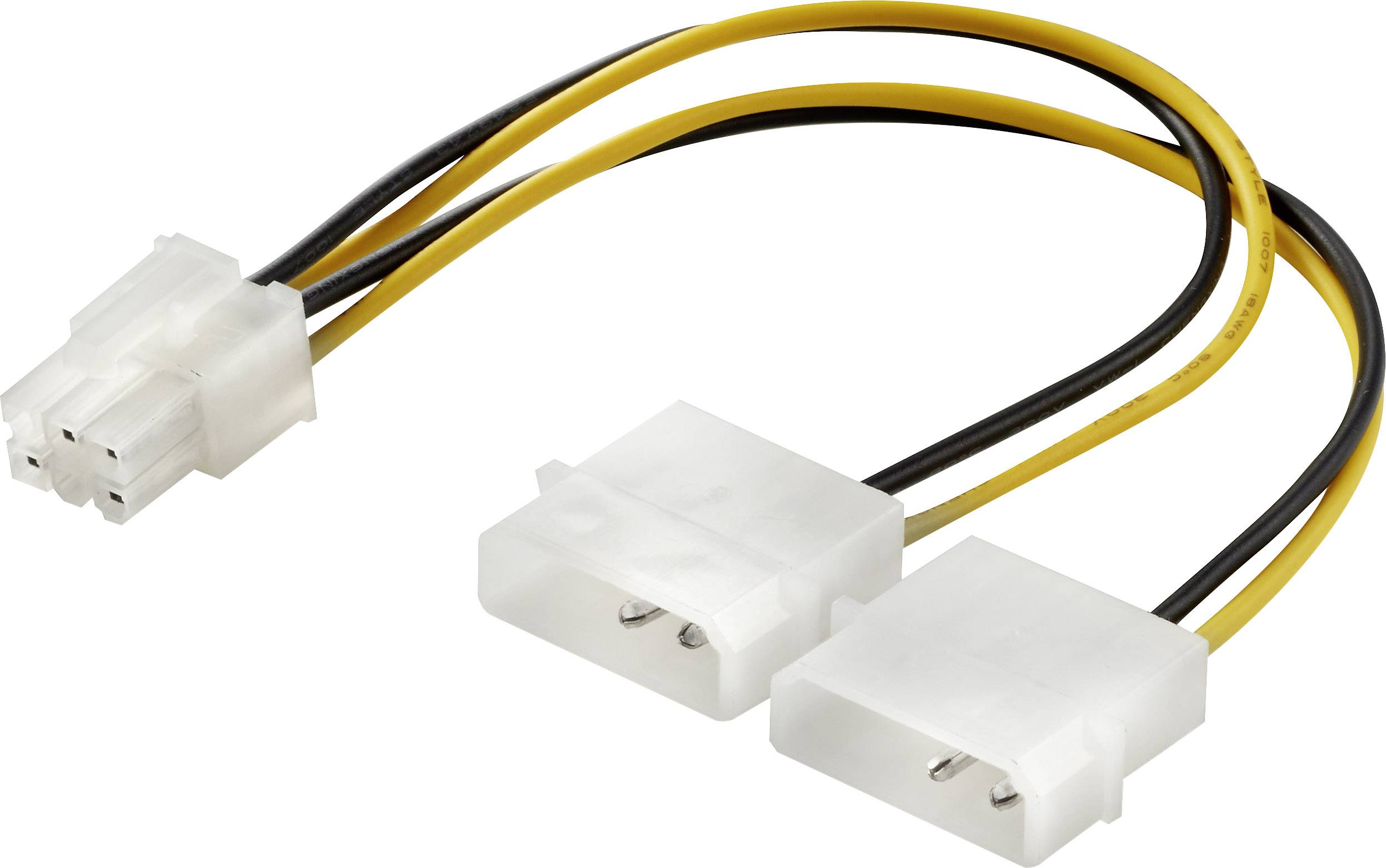 Renkforce tok Y-kabel [1x 6-polni moški konektor ATX - 2x 4-polni električni moški konektor IDE] 0.15 m rumena, črna