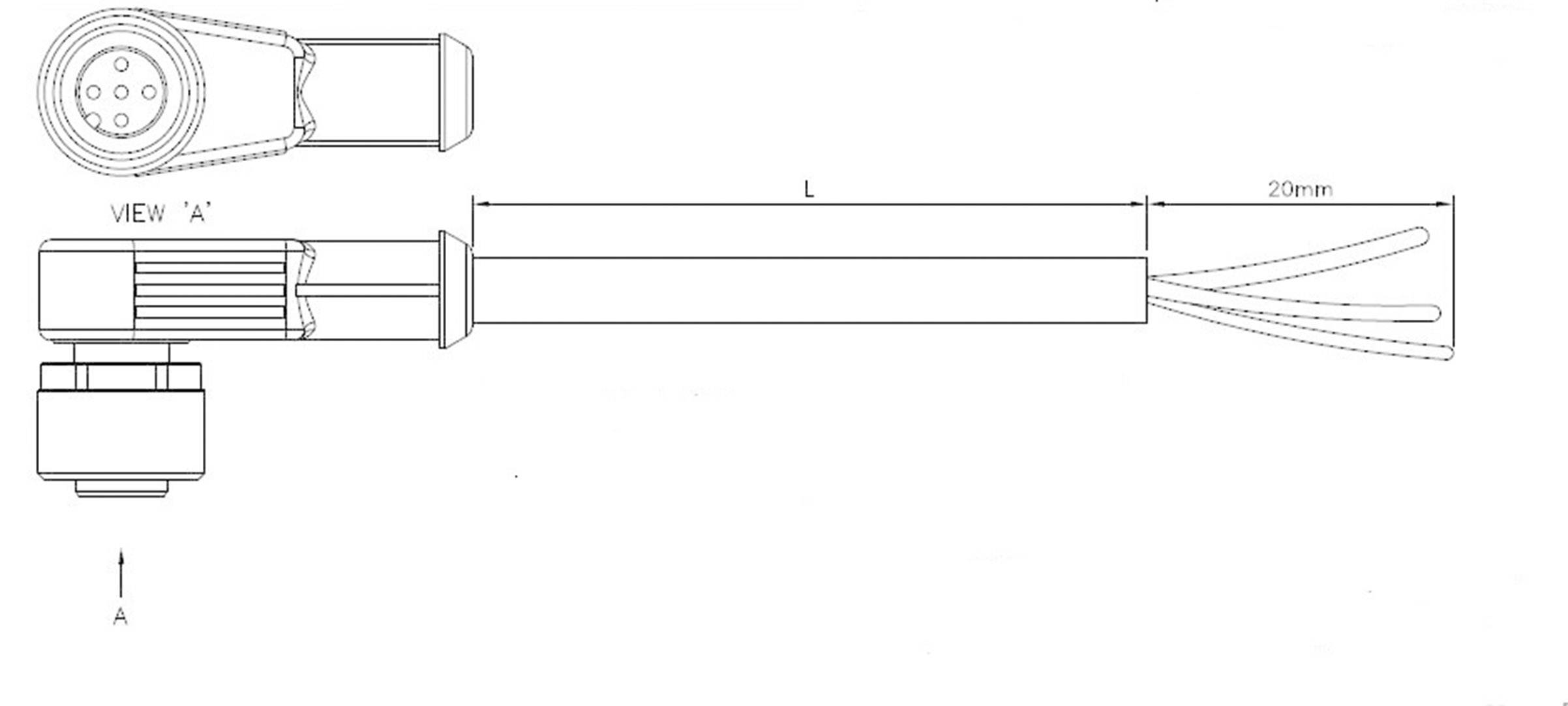 Aktuatorsko-senzorski priključni kabel, kotna vtičnica M8 z odprtim koncem, št. polov: 3 1-2273012-1 TE Connectivity vse-0