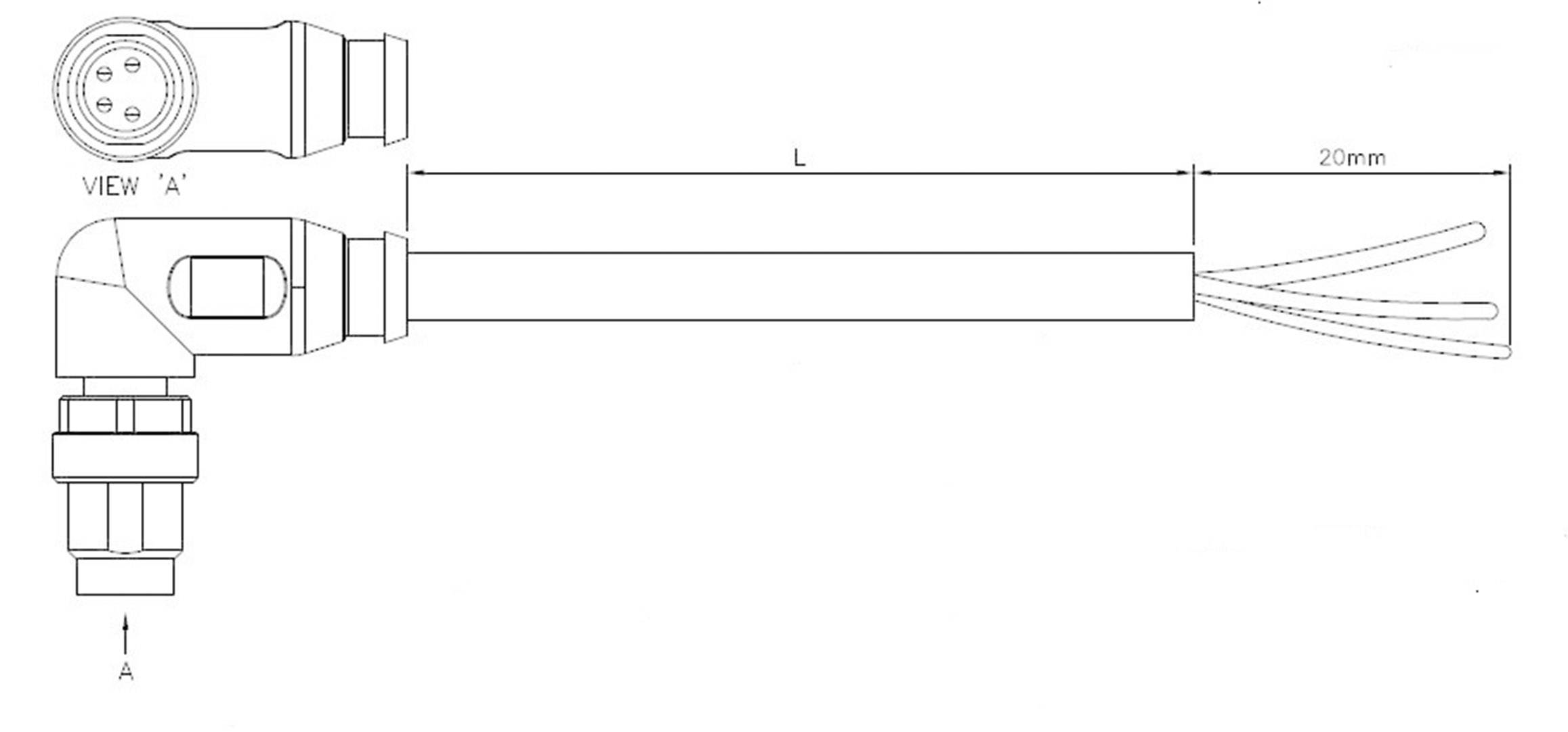 Aktuatorsko-senzorski priključni kabel, kotni vtič M12 z odprtim koncem, št. polov: 3 2273076-3 TE Connectivity vsebina:-0