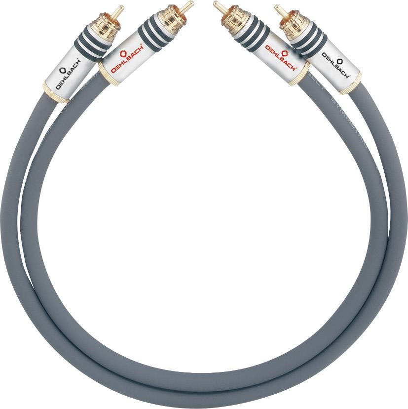 Sive cinch kable z zlatimi vtiči, primerne za avdio povezave, ležijo druga ob drugi na beli podlagi.