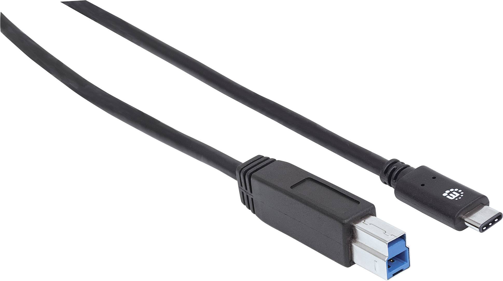 Manhattan USB kabel USB 3.2 gen.1 USB-C® vtič, USB-B vtič 1.00 m črna UL-certificirano 353380