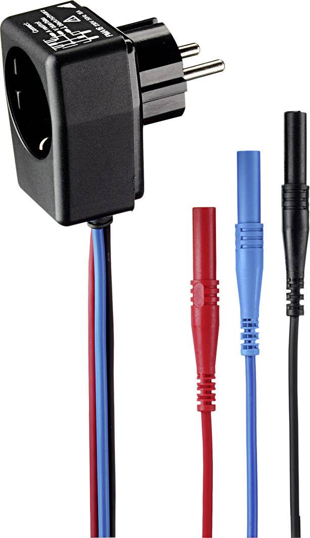 Adapter z tremi kabli: rdeč, moder in črn. Namenjen je povezovanju elektronskih naprav s specifičnimi priključki.