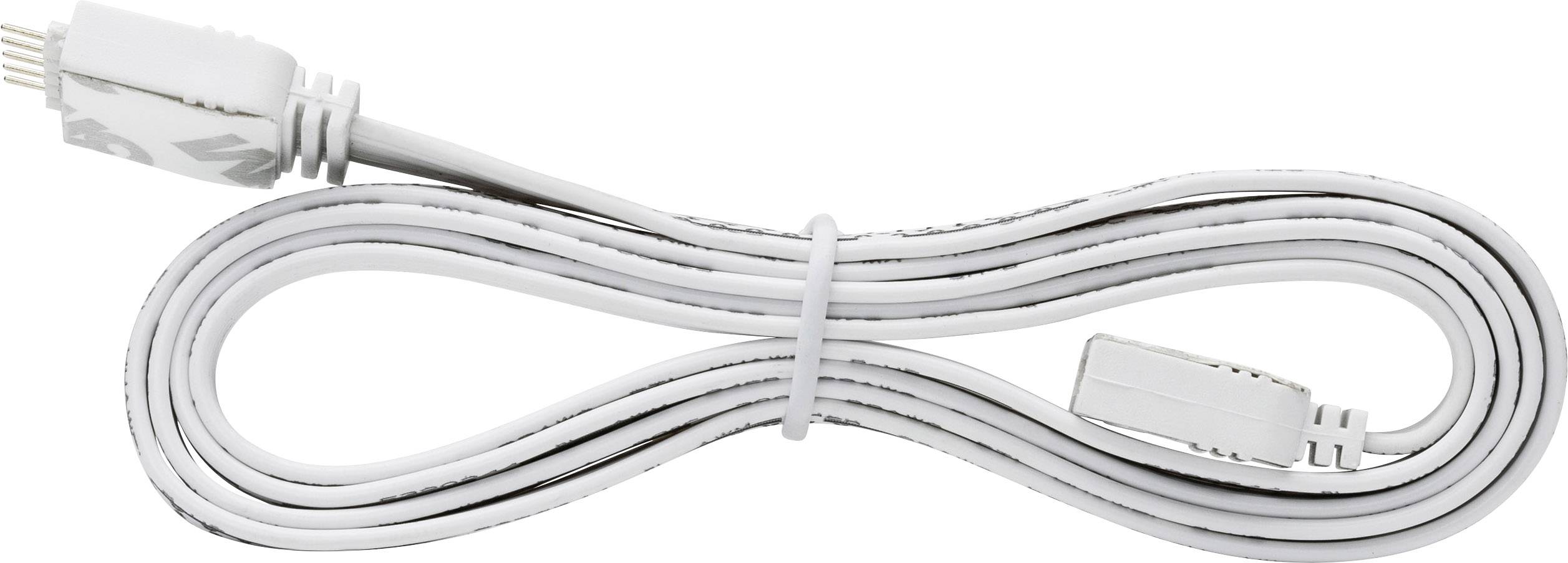 Belo ploščato USB-kabel, lepo zvito, z USB vtičem na enem koncu in manjšim vtičem na drugem koncu.