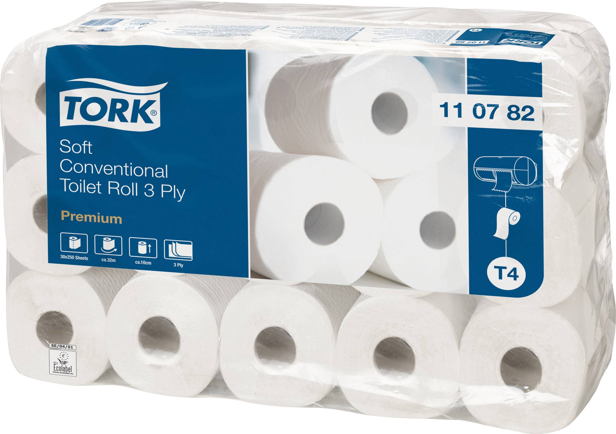 TORK toaletni papir Premium majhna rola, Extra mehek, 110782 3-slojni, 30 rol-0