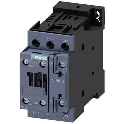 Siemensov kontaktor tipa Sirius v sivi in črni barvi z električnimi priključki in oznakami.