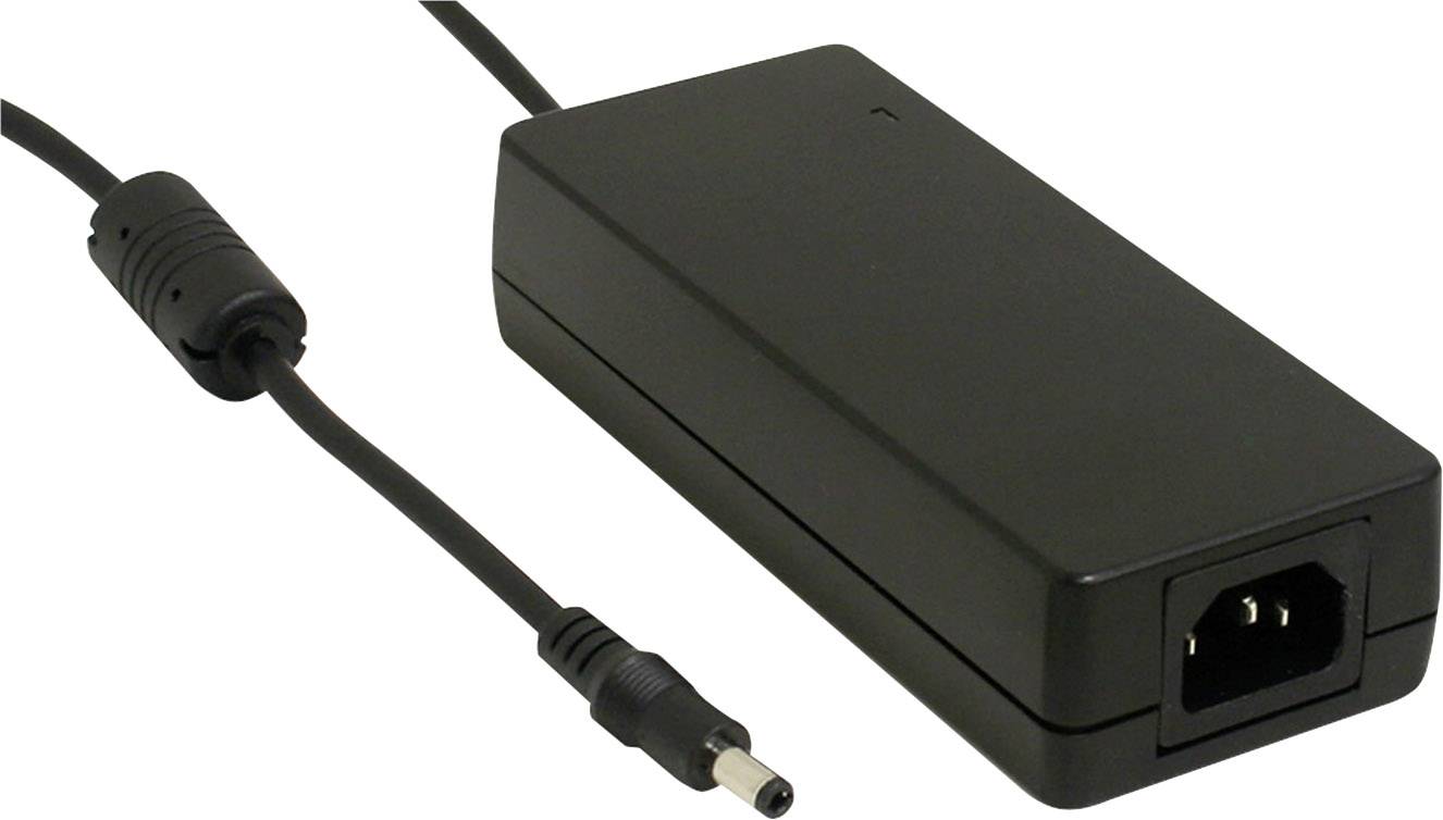Črni napajalnik s kablom in vtikačem.