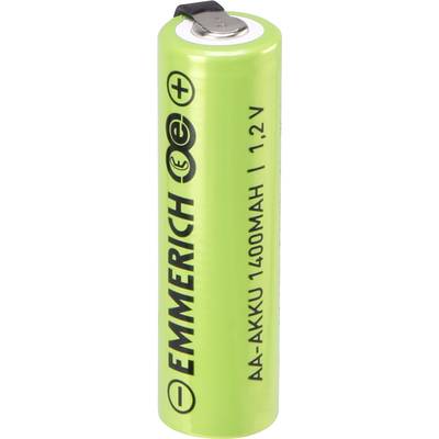 Zelena AA baterija znamke Emmerich z 1,2 V in 1400 mAh kapaciteto, primerna za različne električne naprave.