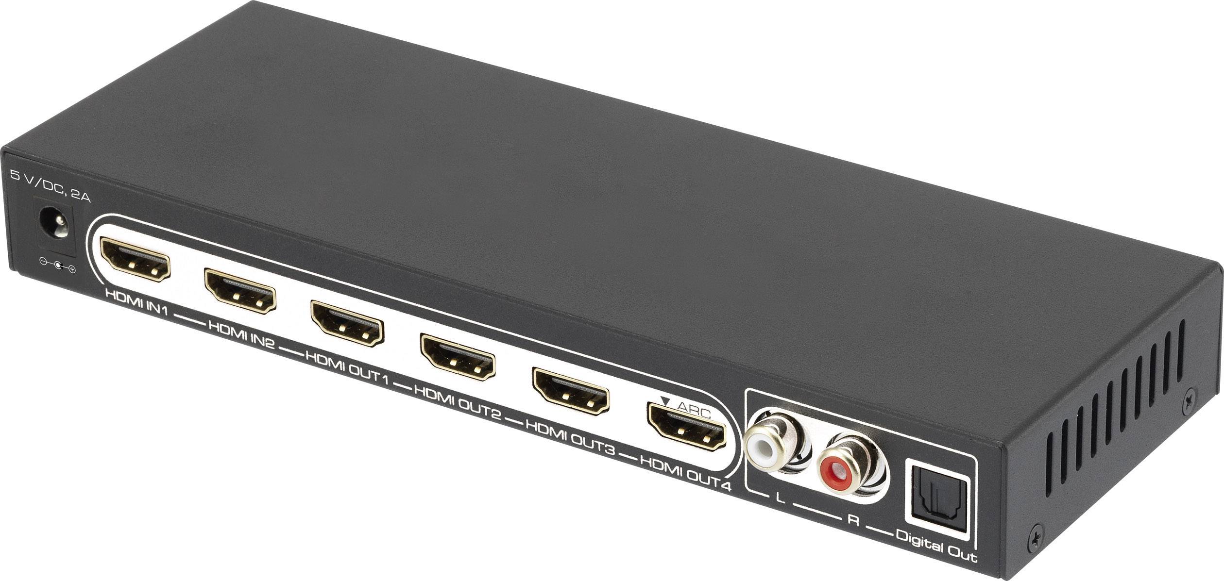 SpeaKa Professional 4 vrata HDMI razdelilnik z avdio vhodi, z daljinskim upravljalnikom 3840 x 2160 piksel črna-0