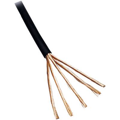 Črn, izoliran kabel z več odprtimi bakrenimi žicami na koncu, pripravljen za električno povezavo ali namestitev.
