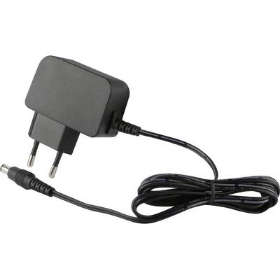 Črni napajalnik s priključkom in dolgim kablom, primeren za elektronske naprave.